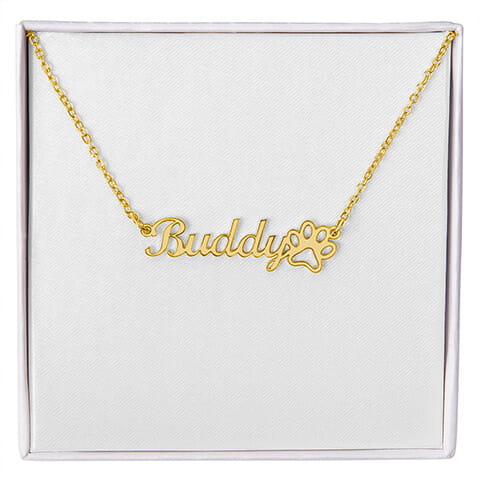 Paw Print Name Necklace