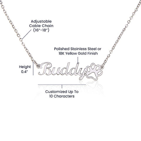 Paw Print Name Necklace