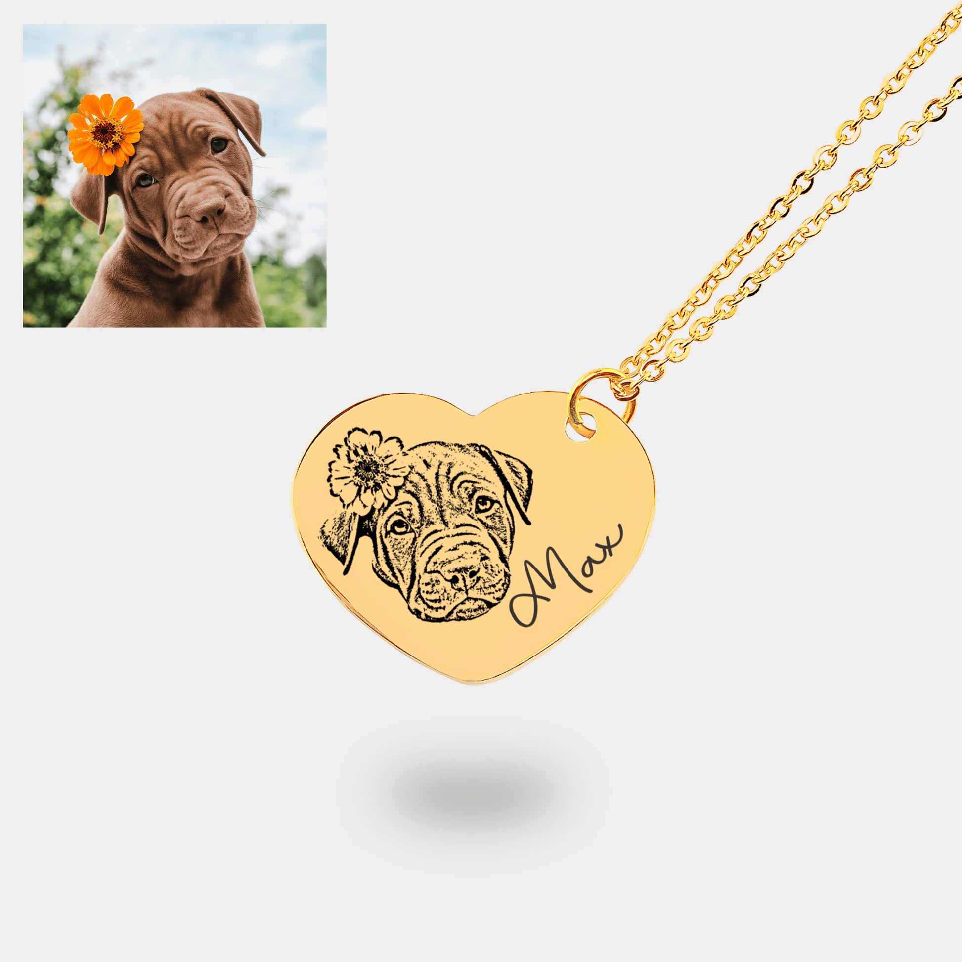 Pet Portrait Heart Necklace - Jewelry