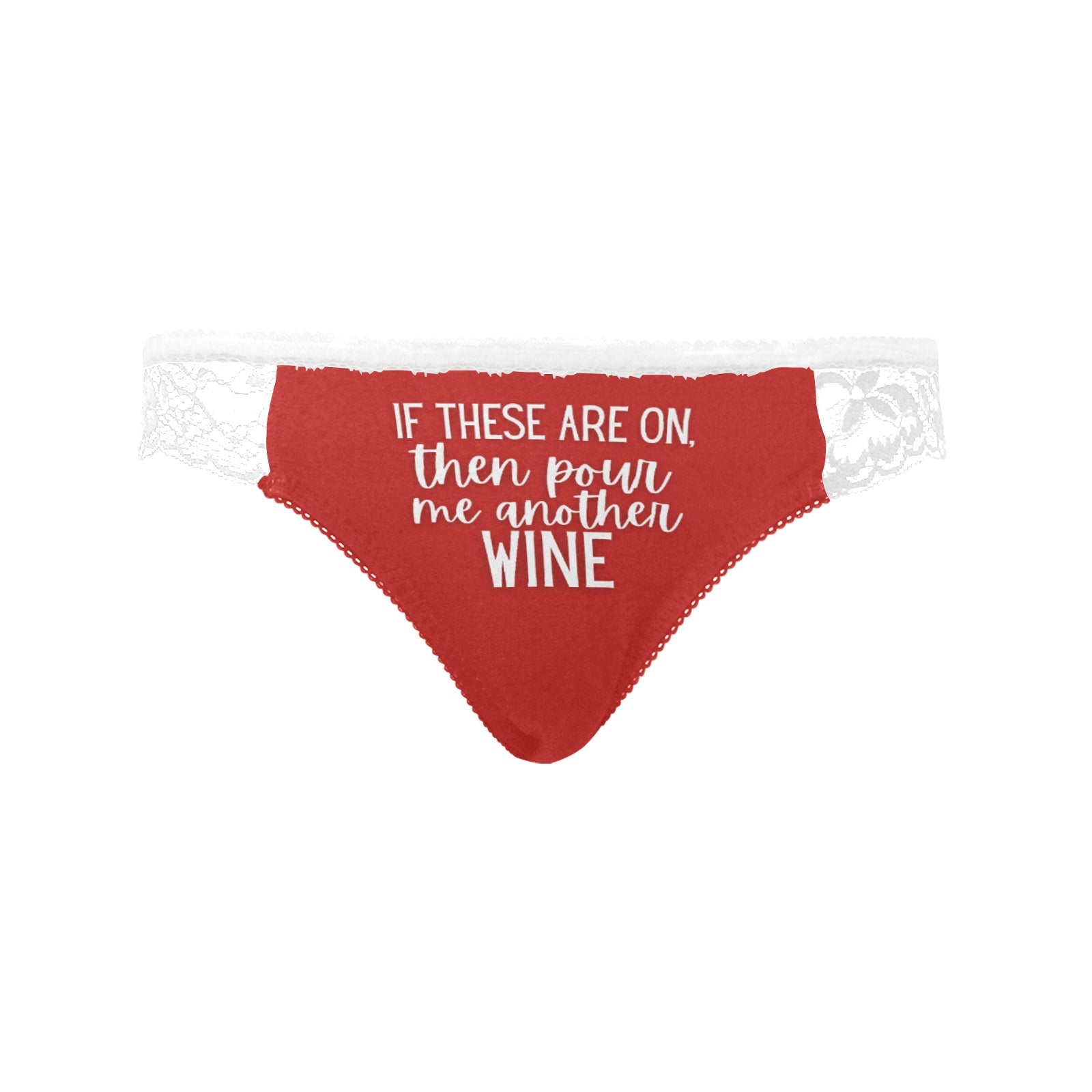 Pour Another Wine Lace Undies - FireBrick White / XS