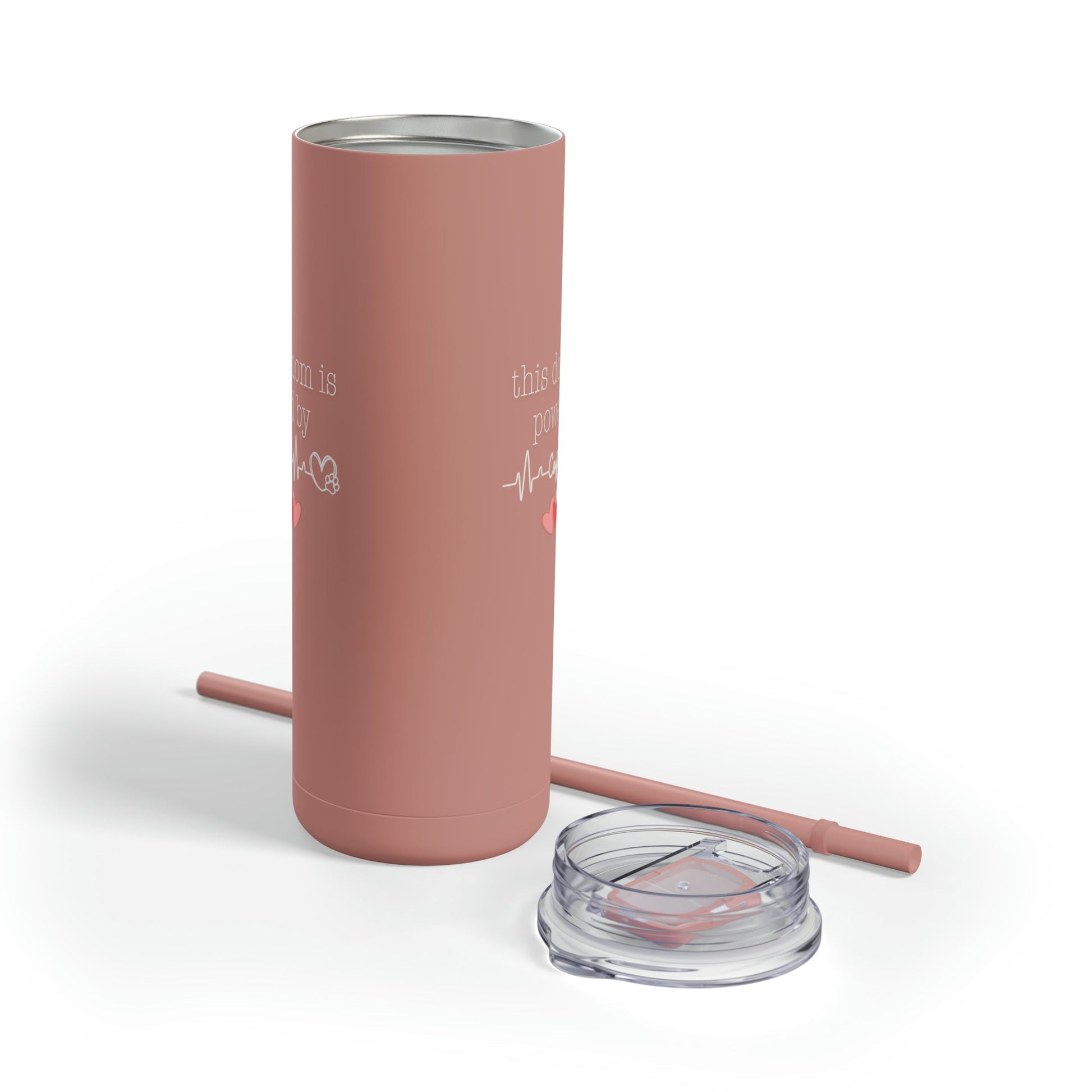 Powered By Coffee Skinny Matte Tumbler - Dusty Rose / 20oz