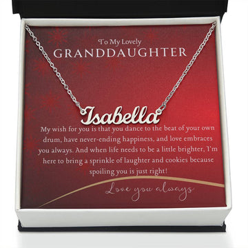 Spoil Your Granddaughter Red, Name Necklace