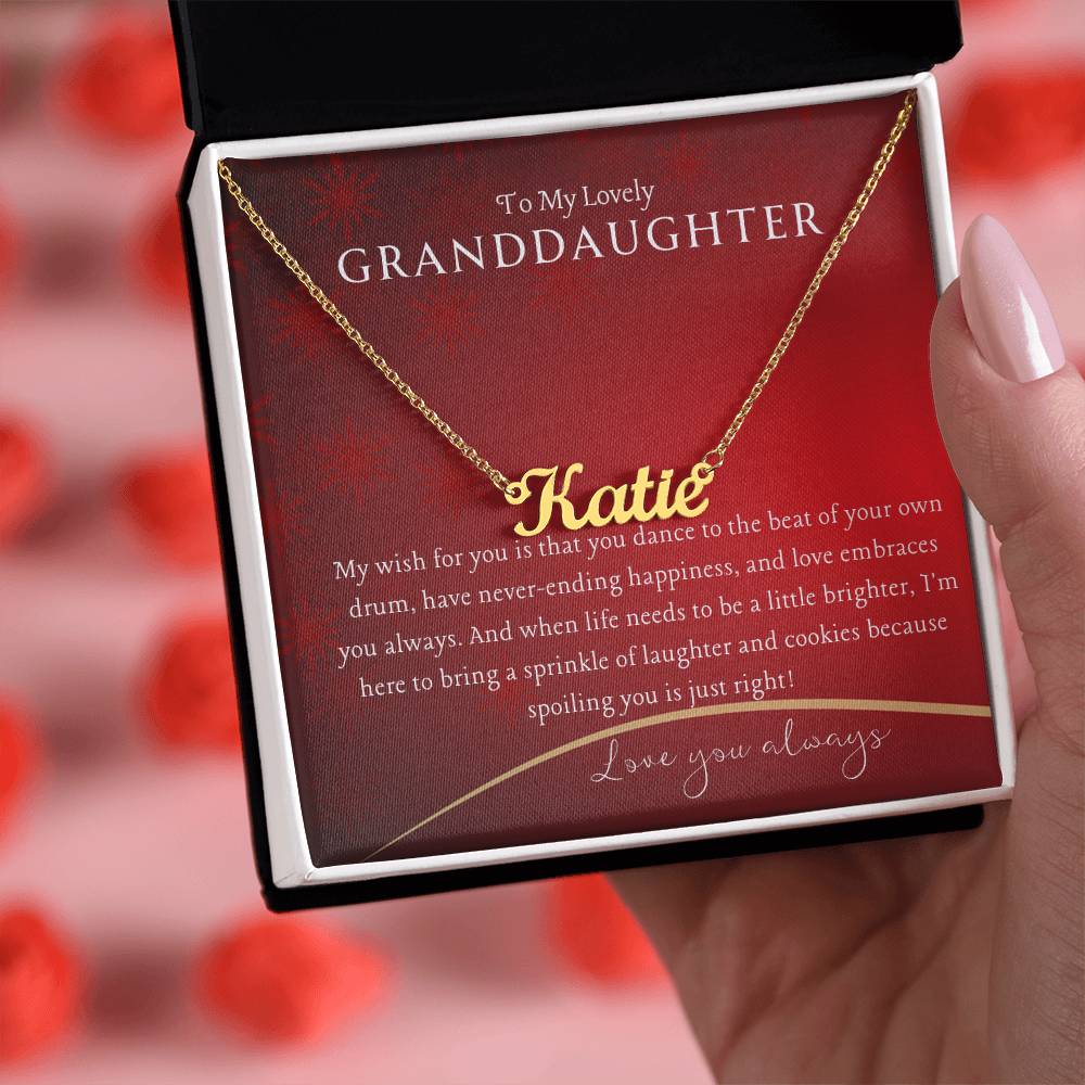 Spoil Your Granddaughter Red Name Necklace - Jewelry