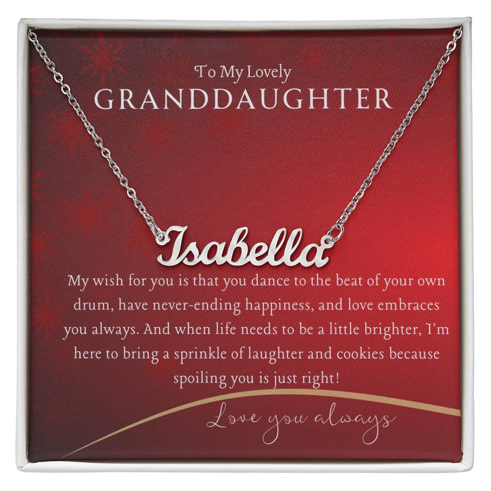 Spoil Your Granddaughter Red Name Necklace - Polished