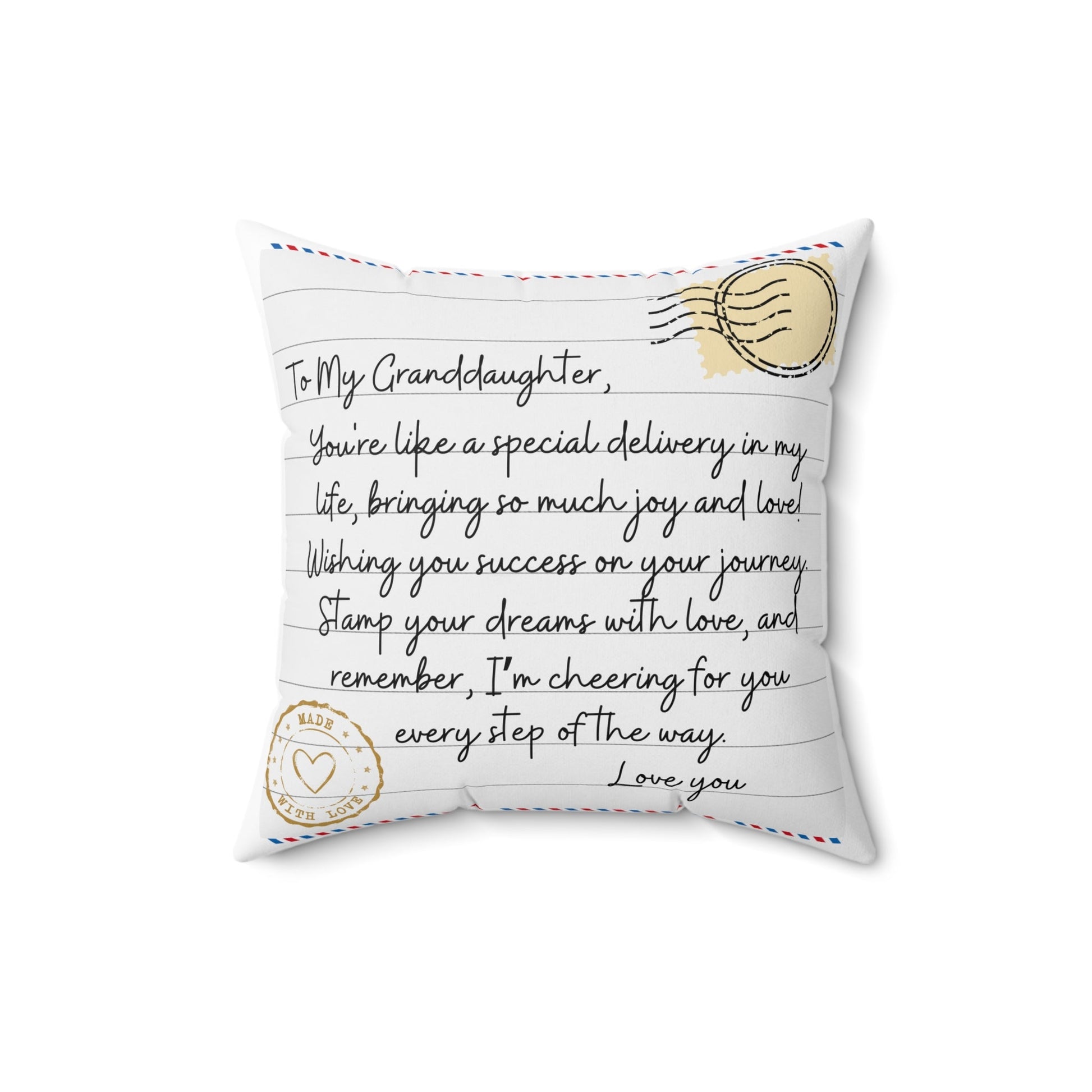 Stamped With Love Pillow for Granddaughter - 16’ × Home