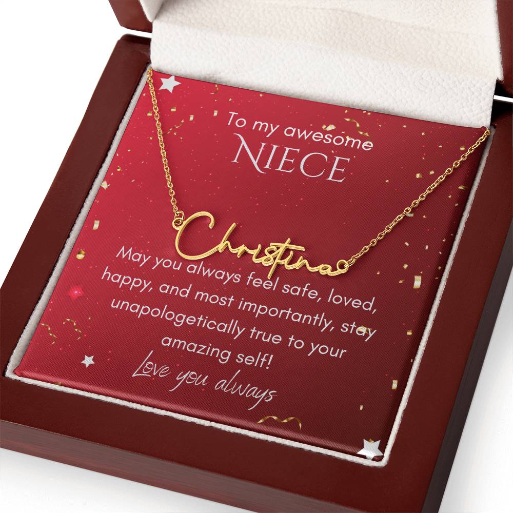 Starry Red Signature Name Necklace Niece - Jewelry
