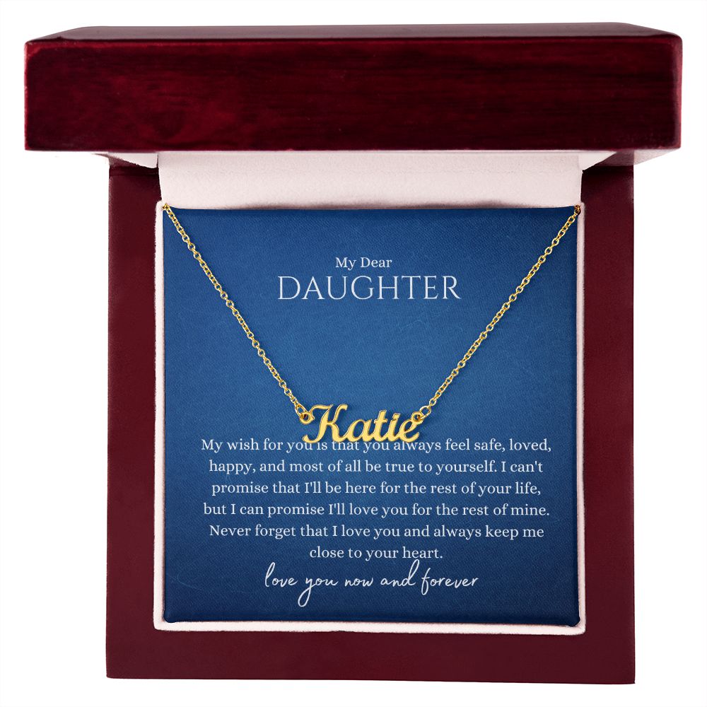 To Daughter - Close Heart Name Necklace 18k Yellow Gold