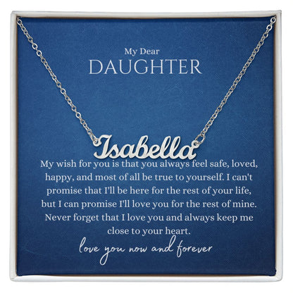 To Daughter - Close Heart Name Necklace Polished Stainless