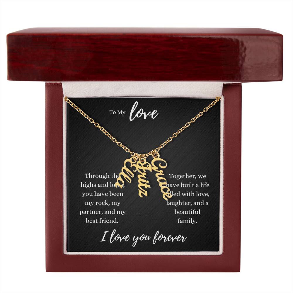 To My Love - Classic Name Necklaces 3 Names / 18K Yellow