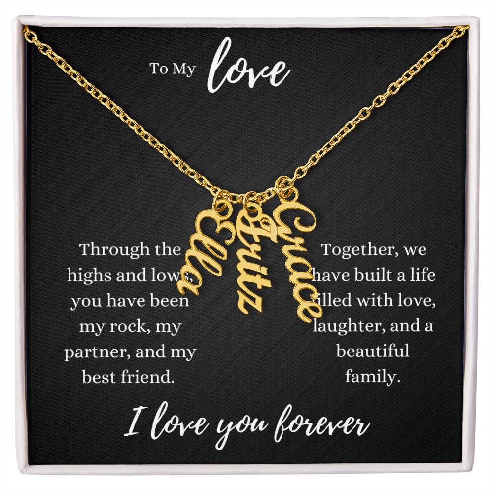 To My Love - Classic Name Necklaces 3 Names / 18K Yellow