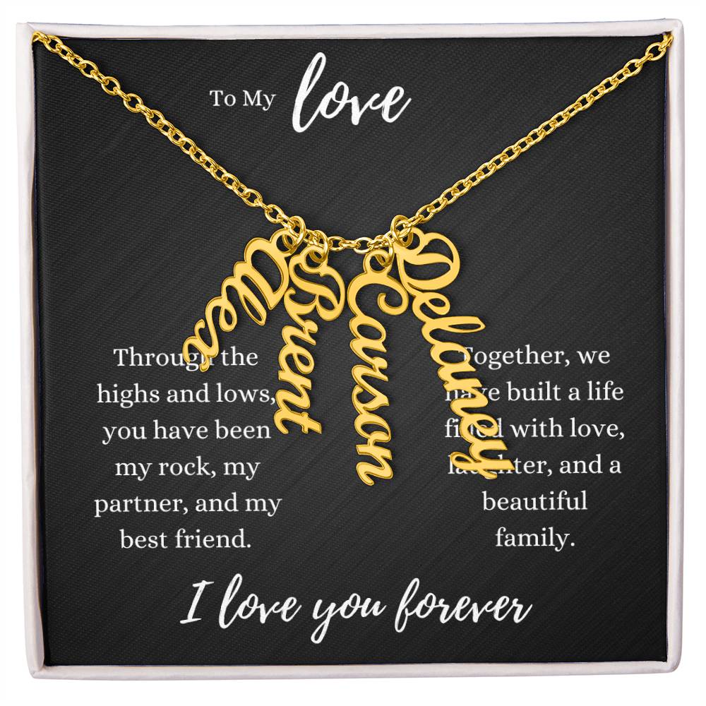 To My Love - Classic Name Necklaces 4 Names / 18K Yellow