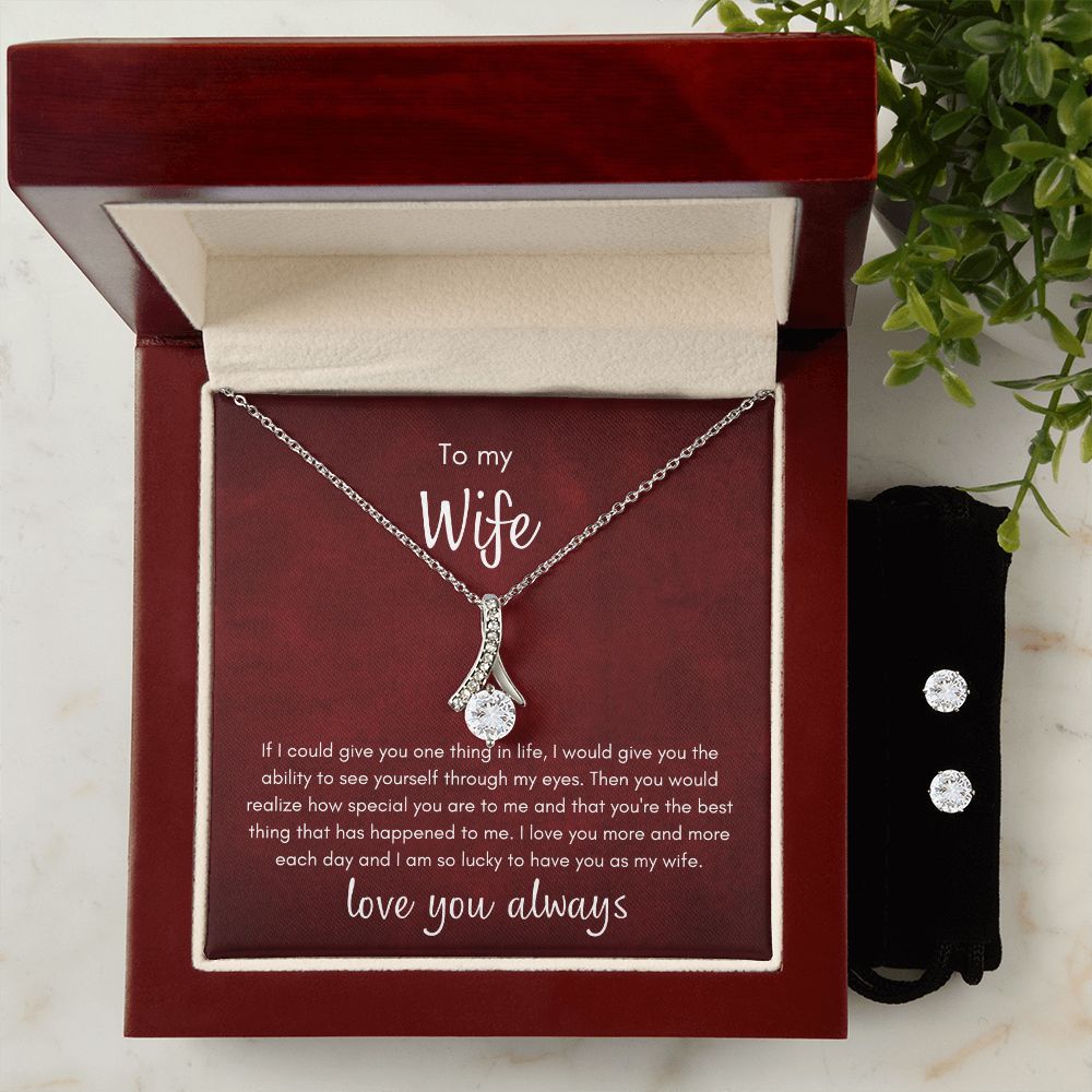 To My Wife Alluring Beauty Set - 14K White Gold Finish