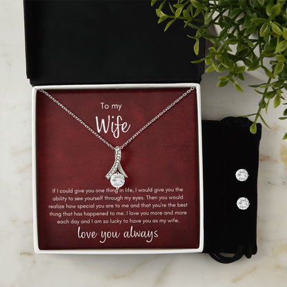 To My Wife Alluring Beauty Set - 14K White Gold Finish