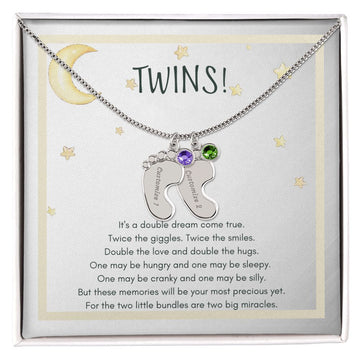 TWINS! Baby Feet Necklace